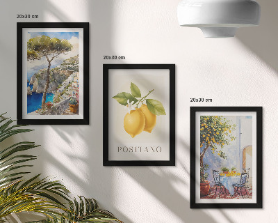 Triptych v ráme Výhľady na Positano s citrónovníkmi na slnku
