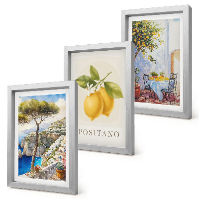 Triptych v ráme Výhľady na Positano s citrónovníkmi na slnku