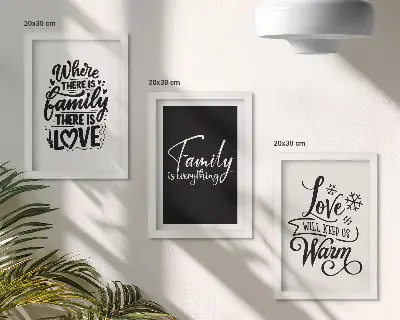 Triptych v ráme rodina, láska, teplo, domov a inšpiratívne citáty