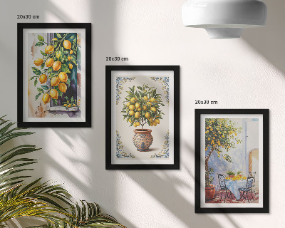 Triptych v ráme Citrónovníky a ovocie na slnečnom mieste
