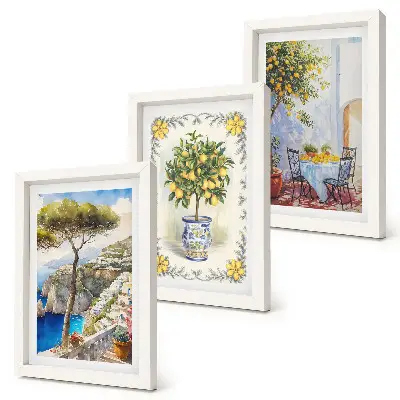 Výhľad na more s citrónovníkmi triptych v ráme