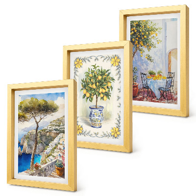 Triptych v ráme Výhľad na more s citrónovníkmi
