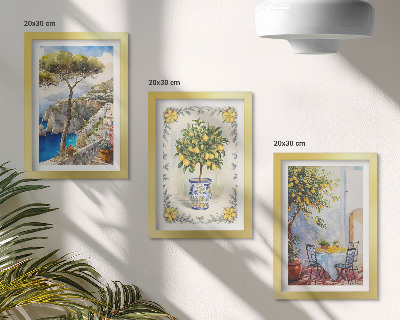 Triptych v ráme Výhľad na more s citrónovníkmi