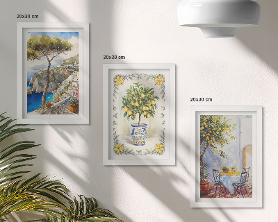 Triptych v ráme Výhľad na more s citrónovníkmi