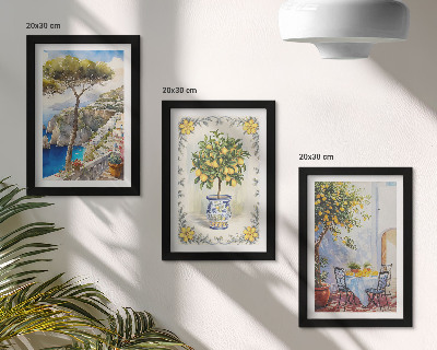 Triptych v ráme Výhľad na more s citrónovníkmi