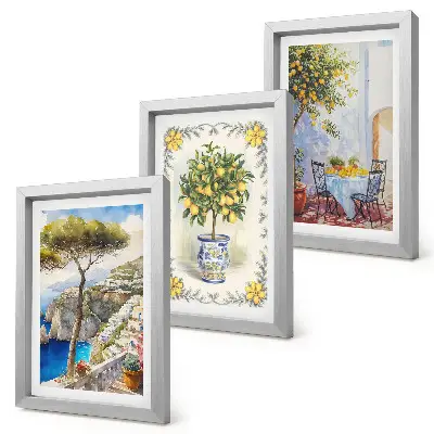 Výhľad na more s citrónovníkmi triptych v ráme
