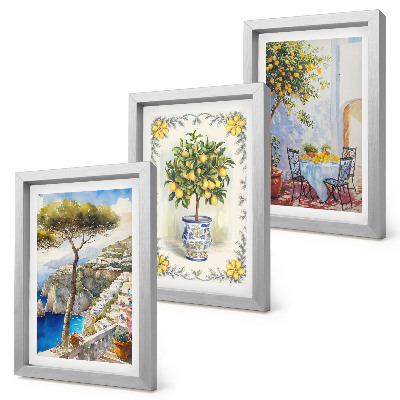 Triptych v ráme Výhľad na more s citrónovníkmi