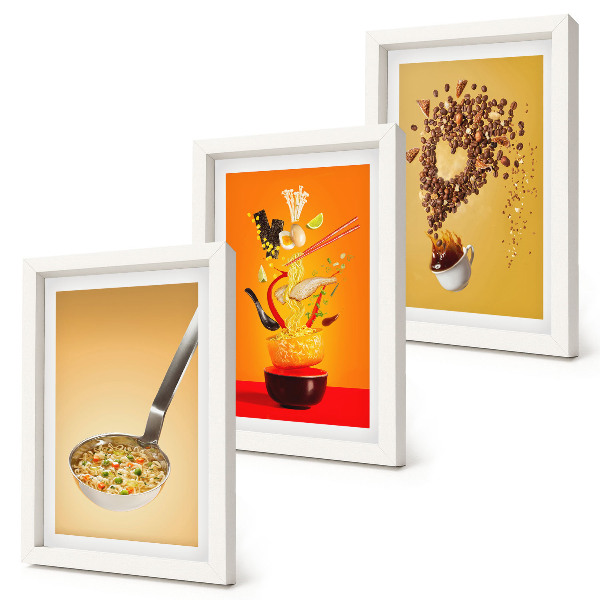 Triptych v ráme Témy jedla a nápojov v kuchyni
