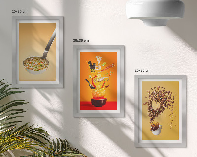 Triptych v ráme Témy jedla a nápojov v kuchyni