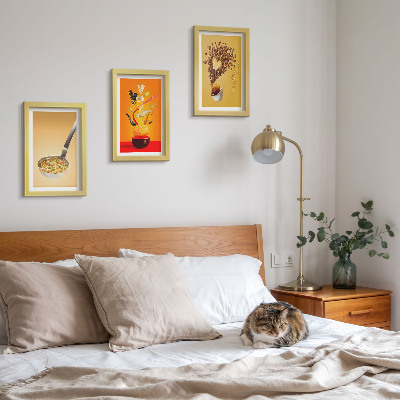 Triptych v ráme Témy jedla a nápojov v kuchyni