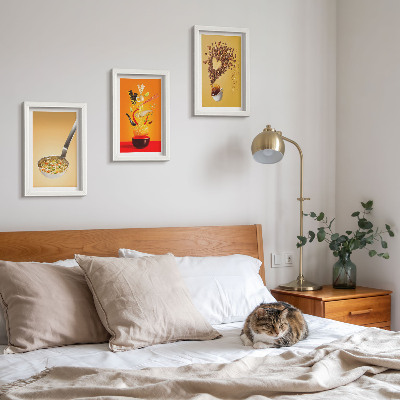 Triptych v ráme Témy jedla a nápojov v kuchyni