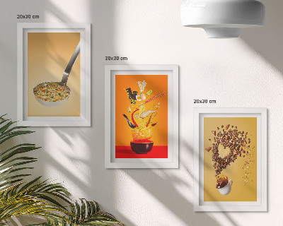 Triptych v ráme Témy jedla a nápojov v kuchyni
