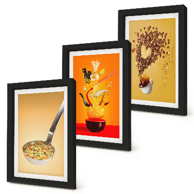 Triptych v ráme Témy jedla a nápojov v kuchyni