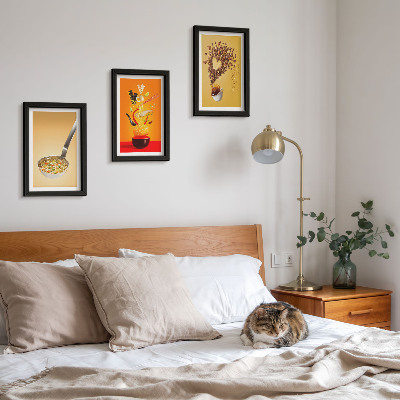 Triptych v ráme Témy jedla a nápojov v kuchyni