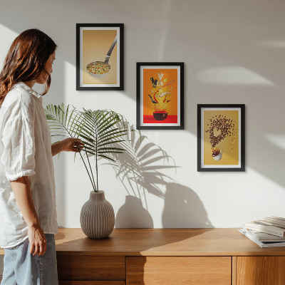 Triptych v ráme Témy jedla a nápojov v kuchyni
