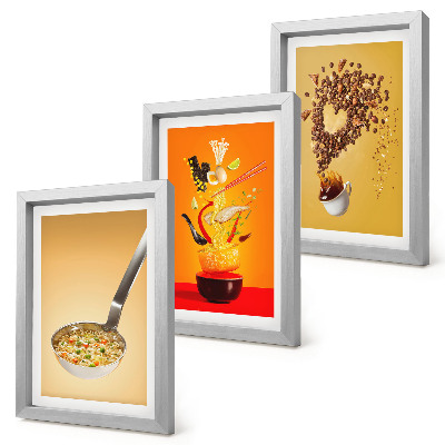 Triptych v ráme Témy jedla a nápojov v kuchyni