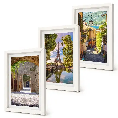 Triptych v ráme krásne ulice, historická architektúra a Eiffelova veža