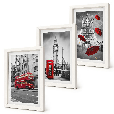 Triptych v ráme Červené akcenty a slávne londýnske budovy