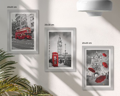 Triptych v ráme Červené akcenty a slávne londýnske budovy