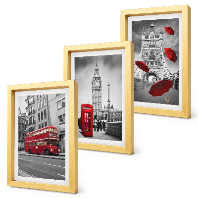 Triptych v ráme Červené akcenty a slávne londýnske budovy