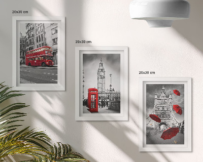 Triptych v ráme Červené akcenty a slávne londýnske budovy