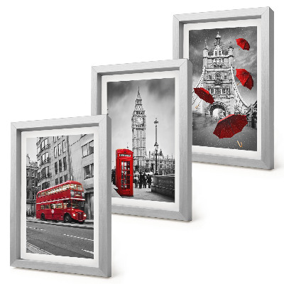 Triptych v ráme Červené akcenty a slávne londýnske budovy