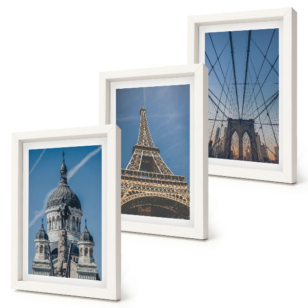 Triptych v ráme Pohľady na slávne budovy z rôznych miest sveta