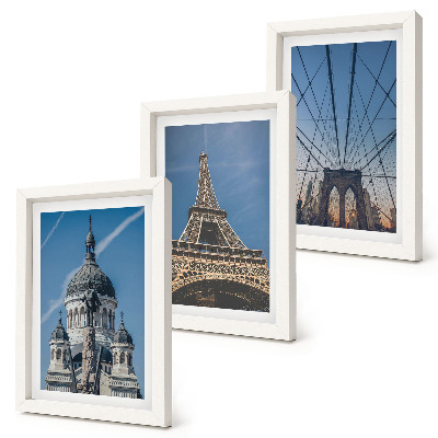 Triptych v ráme Pohľady na slávne budovy z rôznych miest sveta