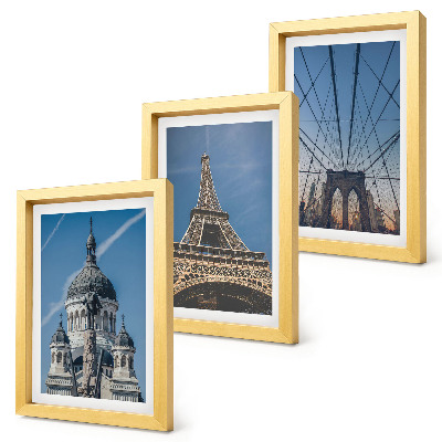 Triptych v ráme Pohľady na slávne budovy z rôznych miest sveta