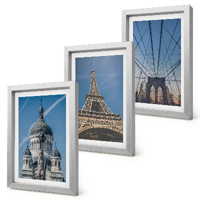 Triptych v ráme Pohľady na slávne budovy z rôznych miest sveta