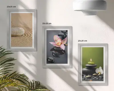 Sada obrazov do obývačky s relaxačnými kamennými motívmi pokoja a zen