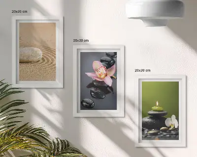 Sada obrazov do obývačky s relaxačnými kamennými motívmi pokoja a zen