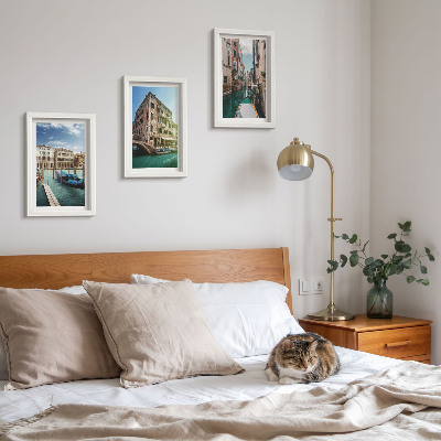 Triptych v ráme Výhľady na Benátky s kanálmi a mestskou architektúrou