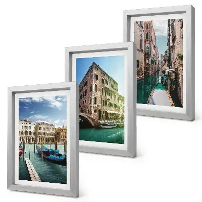 Výhľady na Benátky s kanálmi a mestskou architektúrou triptych v ráme