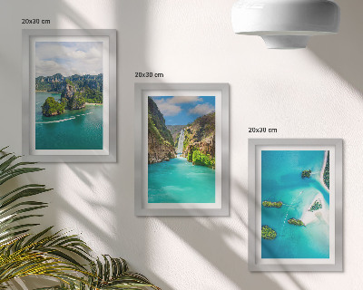 Triptych v ráme Tropické krajiny s ostrovmi a tyrkysovou vodou