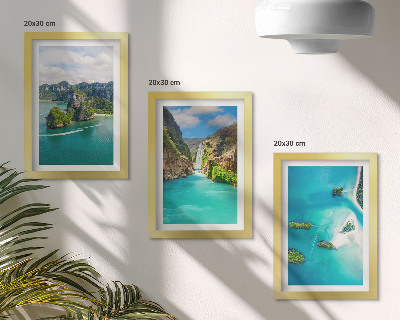 Triptych v ráme Tropické krajiny s ostrovmi a tyrkysovou vodou