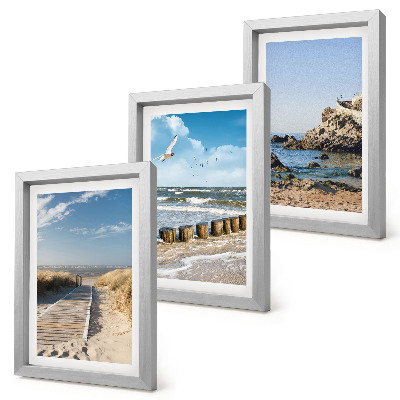 Triptych v ráme Pláž s dreveným chodníkom, morom a prímorskými útesmi
