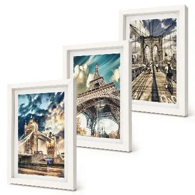 Mosty a veže v európskych mestách triptych v ráme