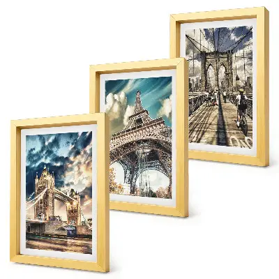 Mosty a veže v európskych mestách triptych v ráme