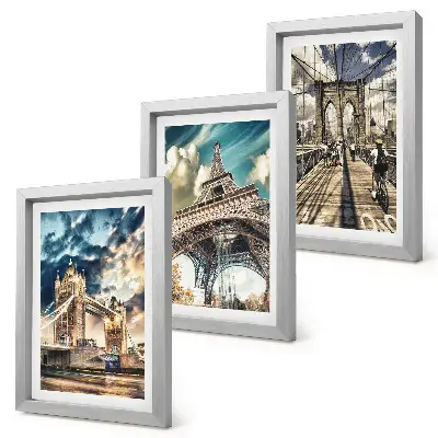 Mosty a veže v európskych mestách triptych v ráme