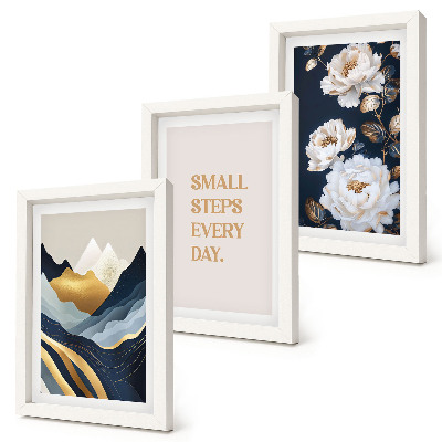 Triptych v ráme Abstraktné horské kvety a inšpirujúce písmo