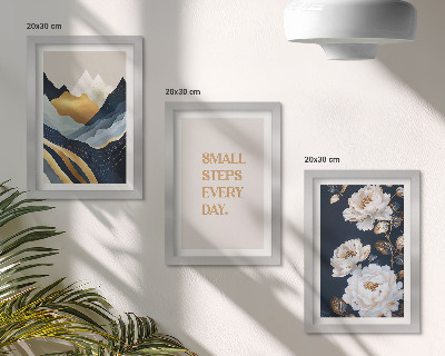 Triptych v ráme Abstraktné horské kvety a inšpirujúce písmo