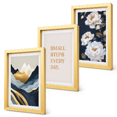 Triptych v ráme Abstraktné horské kvety a inšpirujúce písmo