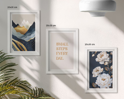 Triptych v ráme Abstraktné horské kvety a inšpirujúce písmo