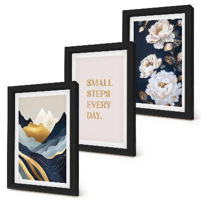 Triptych v ráme Abstraktné horské kvety a inšpirujúce písmo