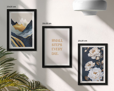 Triptych v ráme Abstraktné horské kvety a inšpirujúce písmo