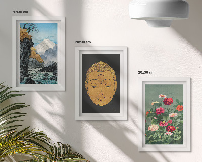 Triptych v ráme Japonská príroda a kultúra v štýle japandi