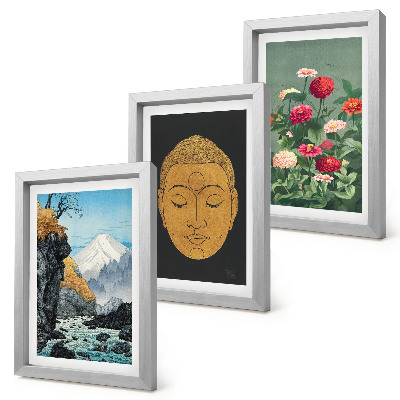 Triptych v ráme Japonská príroda a kultúra v štýle japandi