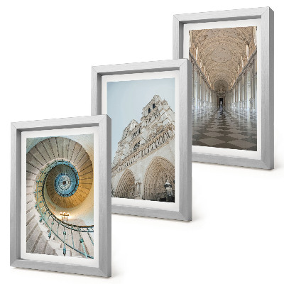 Triptych v ráme Točité schodisko katedrály, pohľad na fasádu budovy a kachľovú chodbu