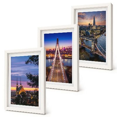 Triptych v ráme Výhľady na mesto s mostmi a západmi slnka